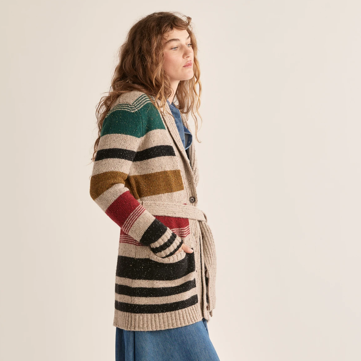 Pendleton Women's Camp Stripe Cardigan - Ivory Stripe Multi