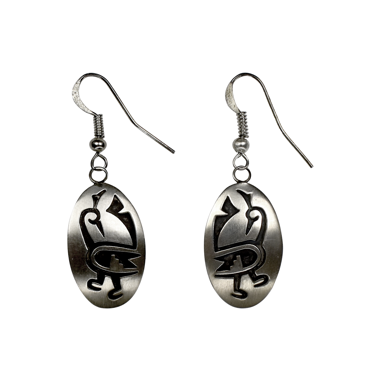 Oxidized Sterling Silver Southwestern Quail Silhouette Earrings