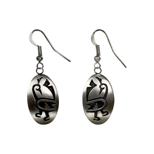 Oxidized Sterling Silver Southwestern Quail Silhouette Earrings