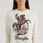 Wrangler Women's Bucking Cowboy Waffle Thermal Shirt - White