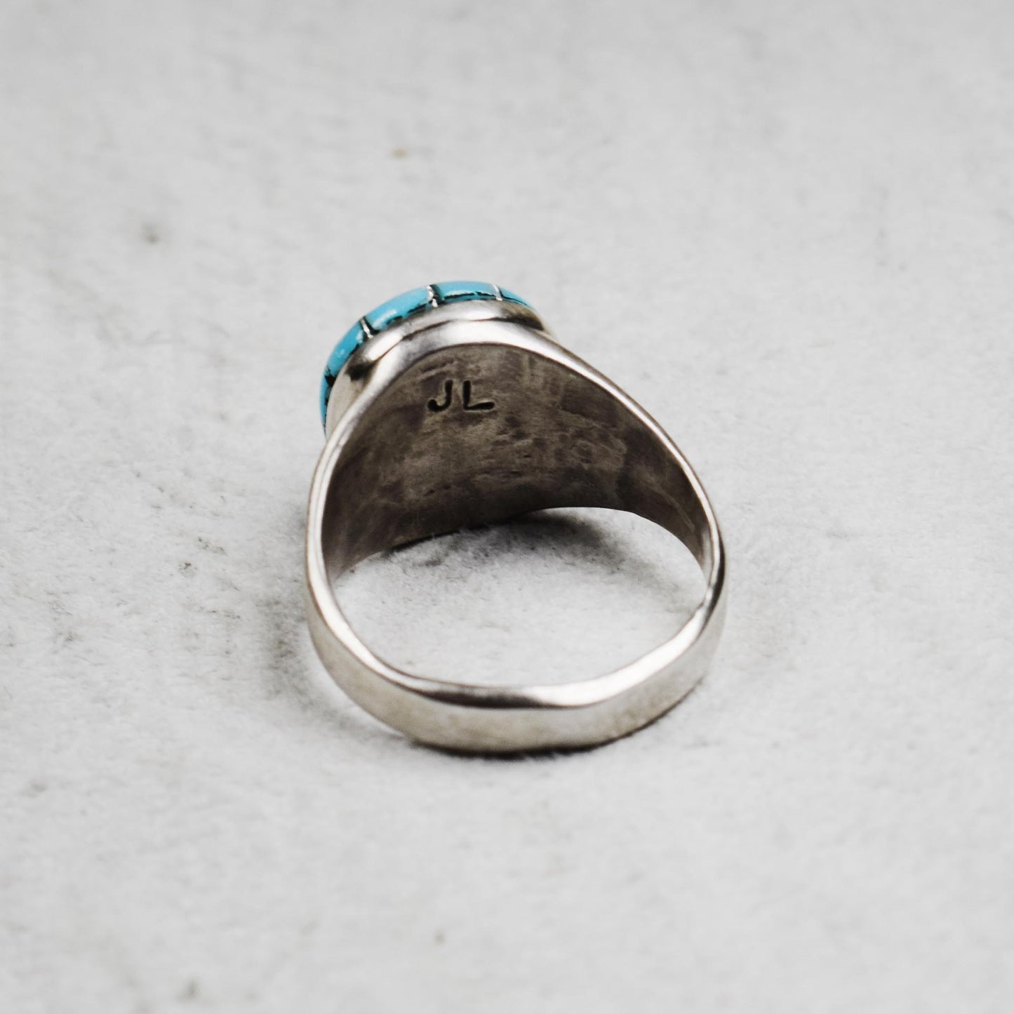 Sleeping Beauty Turquoise Circular Channel Inlay Ring by Julalita Lamy