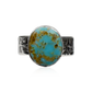 Kingman Turquoise Oval Ring with Hand-Stamped Band by Travis Teller
