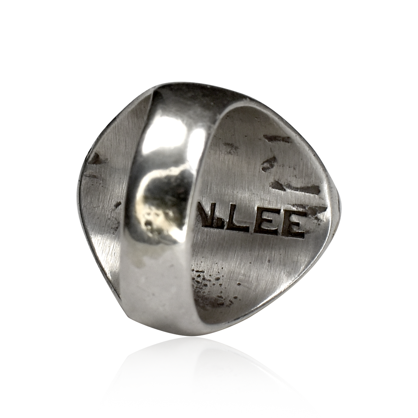 Radial Spirit Sleeping Beauty Turquoise Inlay Oval Ring by Norman Lee
