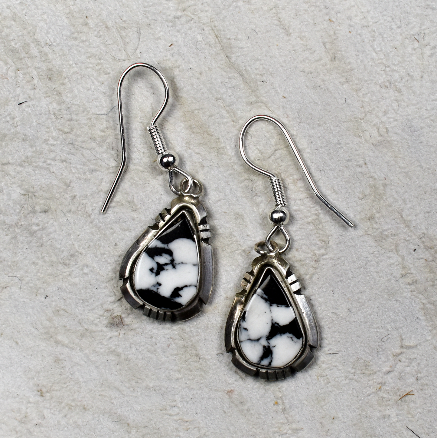 White Buffalo Teardrop Earrings by Calvin Spencer