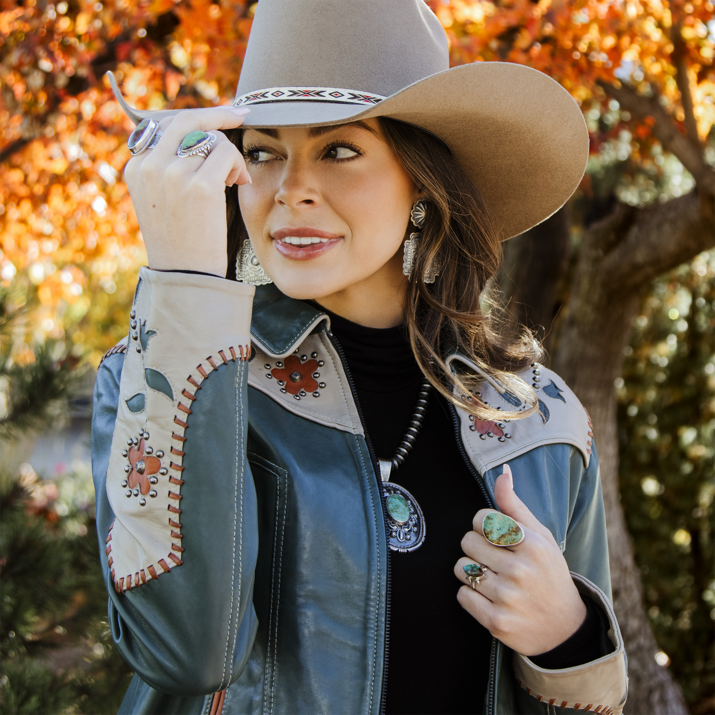 Women's Scully Trailflower Whipstitch Leather Jacket