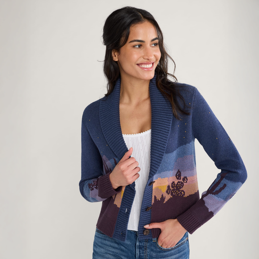 Pendleton Women's Western Scenic Cotton Cardigan - Navy Starry Night