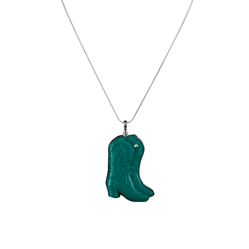 Coreen Cordova Green Cowboy Boots Plastic Pendant