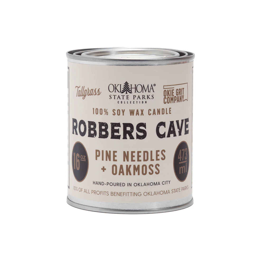 Oklahoma State Parks Collection: Robbers Cave- Pine Needles + Oak Moss Soy Wax Candle