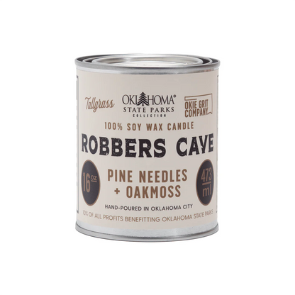 Oklahoma State Parks Collection: Robbers Cave- Pine Needles + Oak Moss Soy Wax Candle