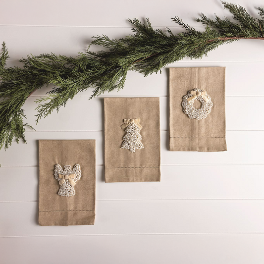 White Christmas Pearl Tea Towels