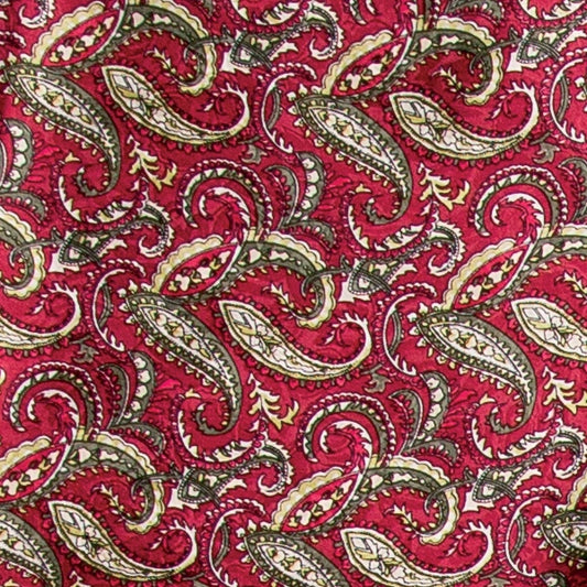 Wine and Olive Paisley Jacquard Silk Wild Rag