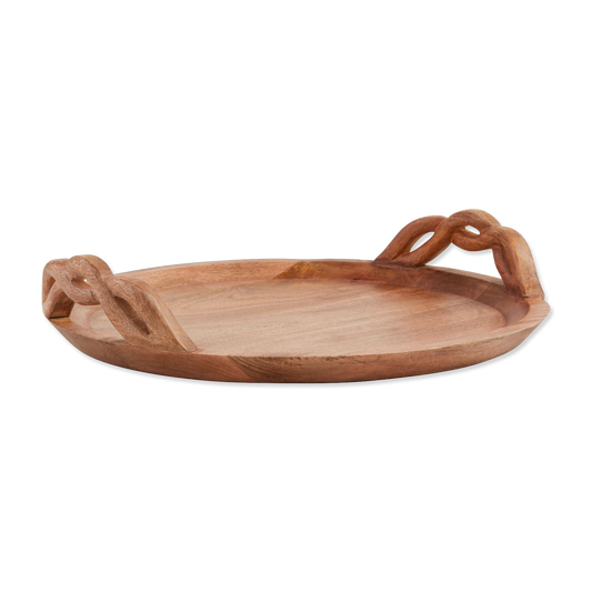 Twisted Handle Mango Wood Tray