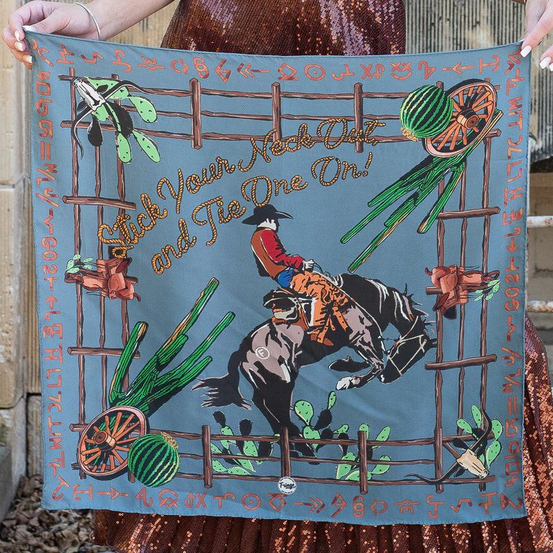 Fringe "Stick Your Neck Out and Tie One On" by Ron Bonge Silk Wild Rag
