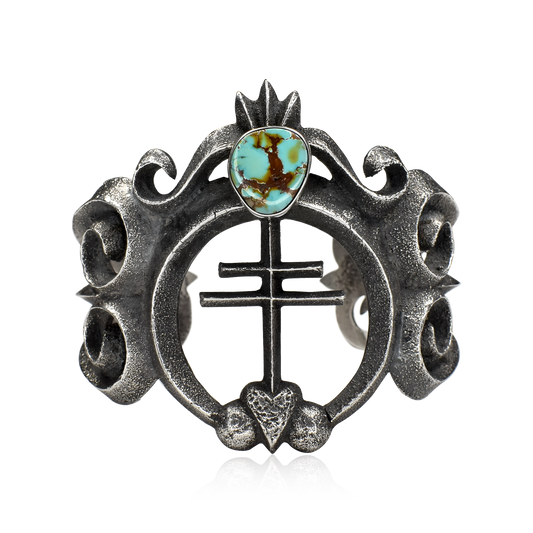 Heart of the Dragonfly Number 8 Turquoise Cross Cuff by Aaron Anderson