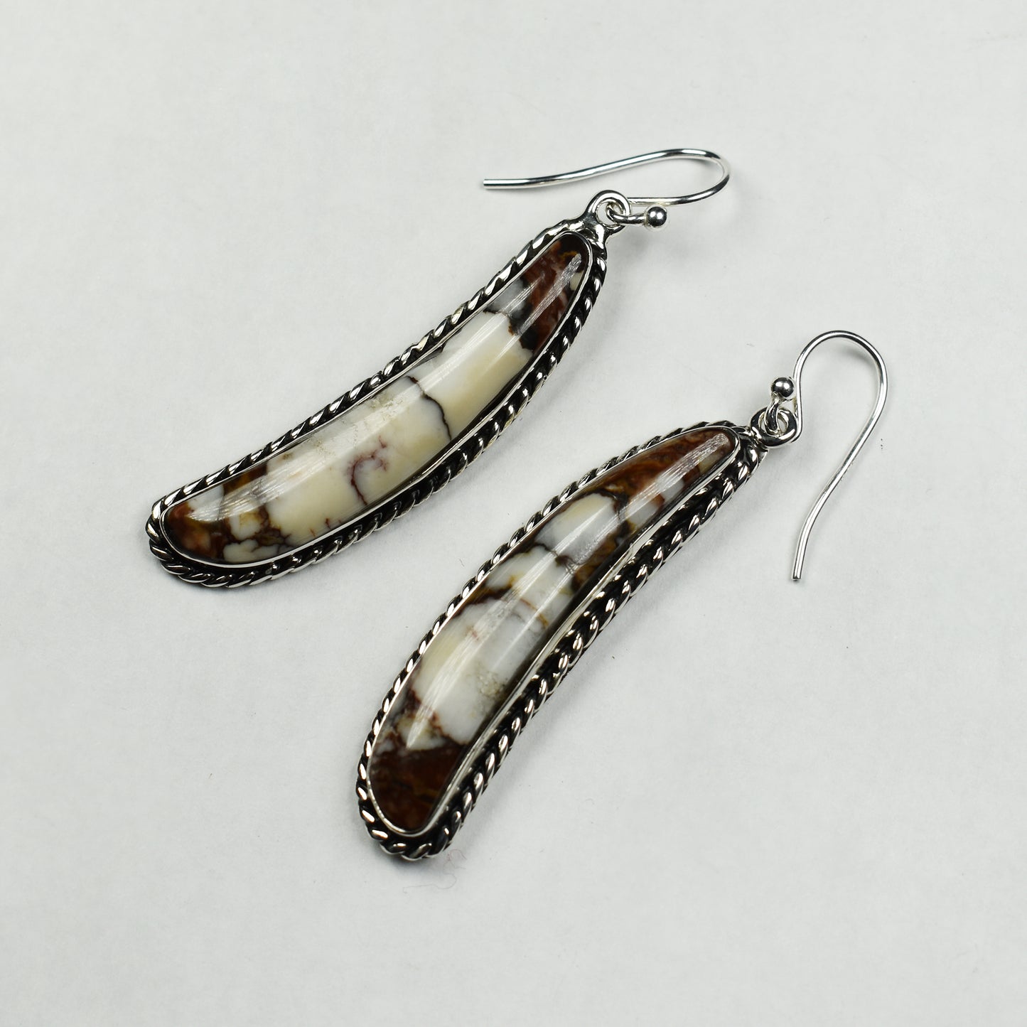 Crazy Horse Calcite Canoe Earrings