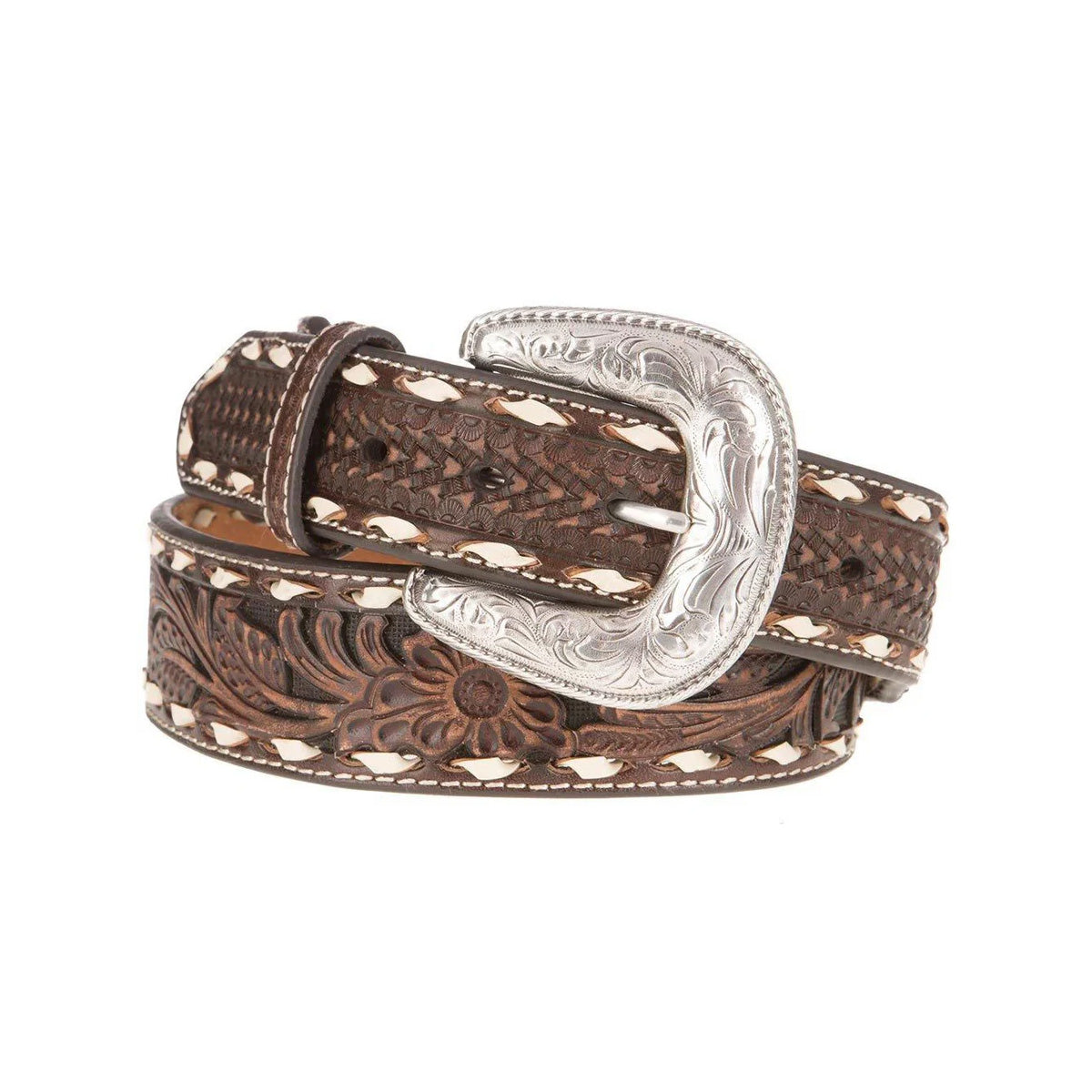 Men's Ariat Brown Floral Laced Belt