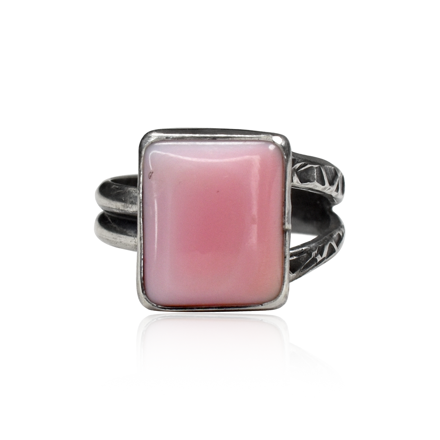 Small Square Pink Conch Shell Ring by Teller Indian Jewelry