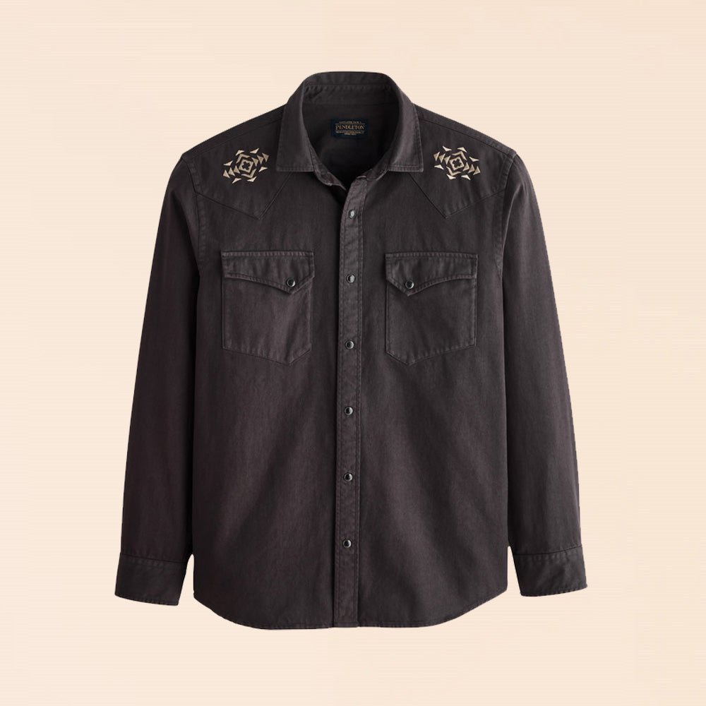 Pendleton Men's Chandler Embroidered Denim Shirt - Black