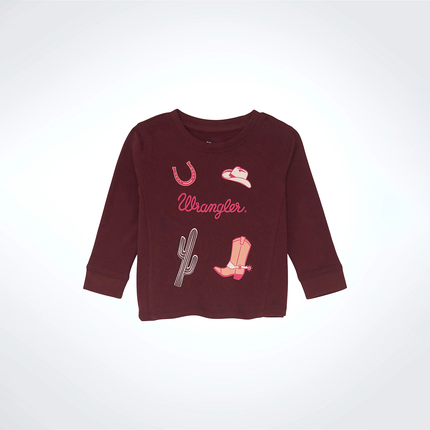 Wrangler Little Girl's Western Crewneck Sweatshirt - Burgundy