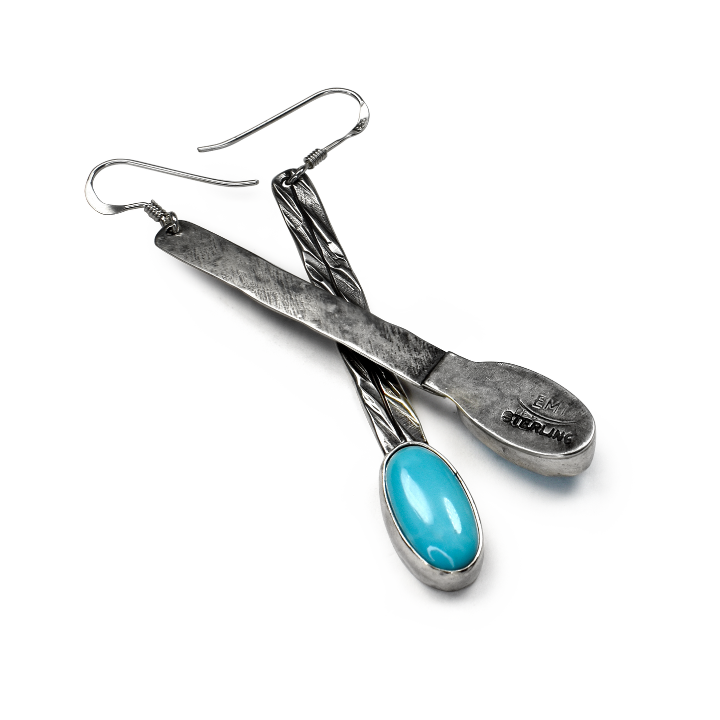 Oval Royston Turquoise Raindrop Earrings by Teller Indian Jewelry