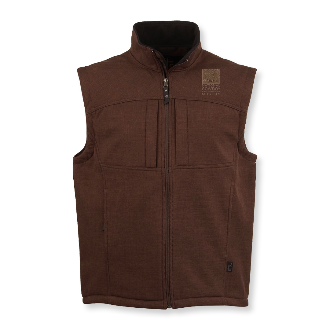 STS Ranchwear x NCWHM Men's Weston Softshell Logo Vest - Chocolate