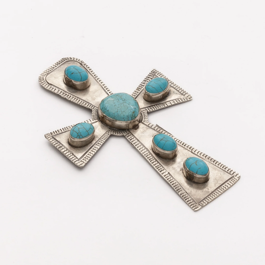 Stamped Large Cross with Turquoise