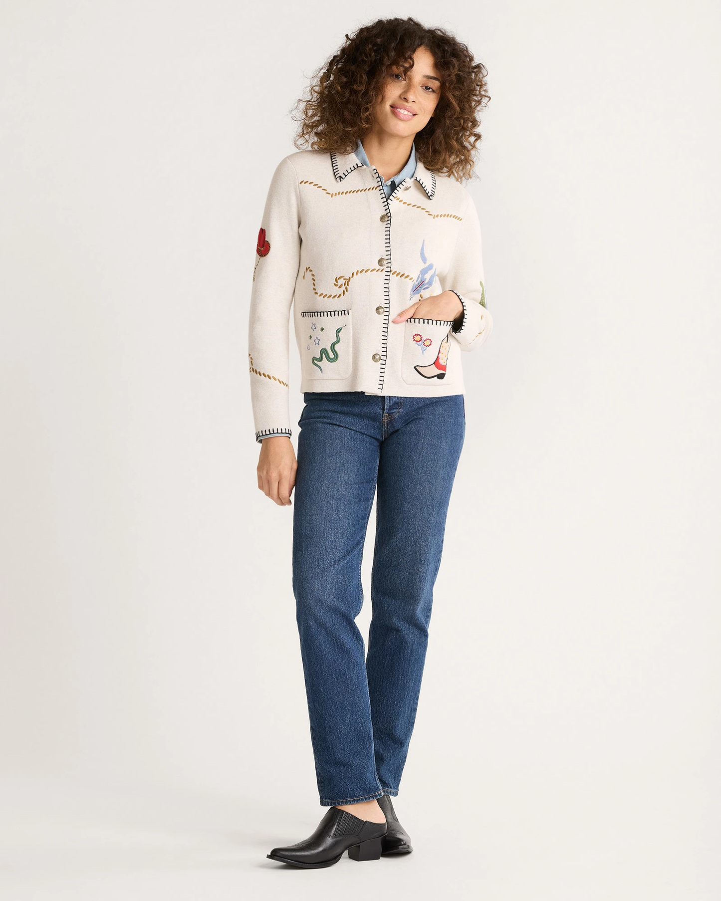 Pendleton Women's Souvenir Cardigan - Oatmeal Multi