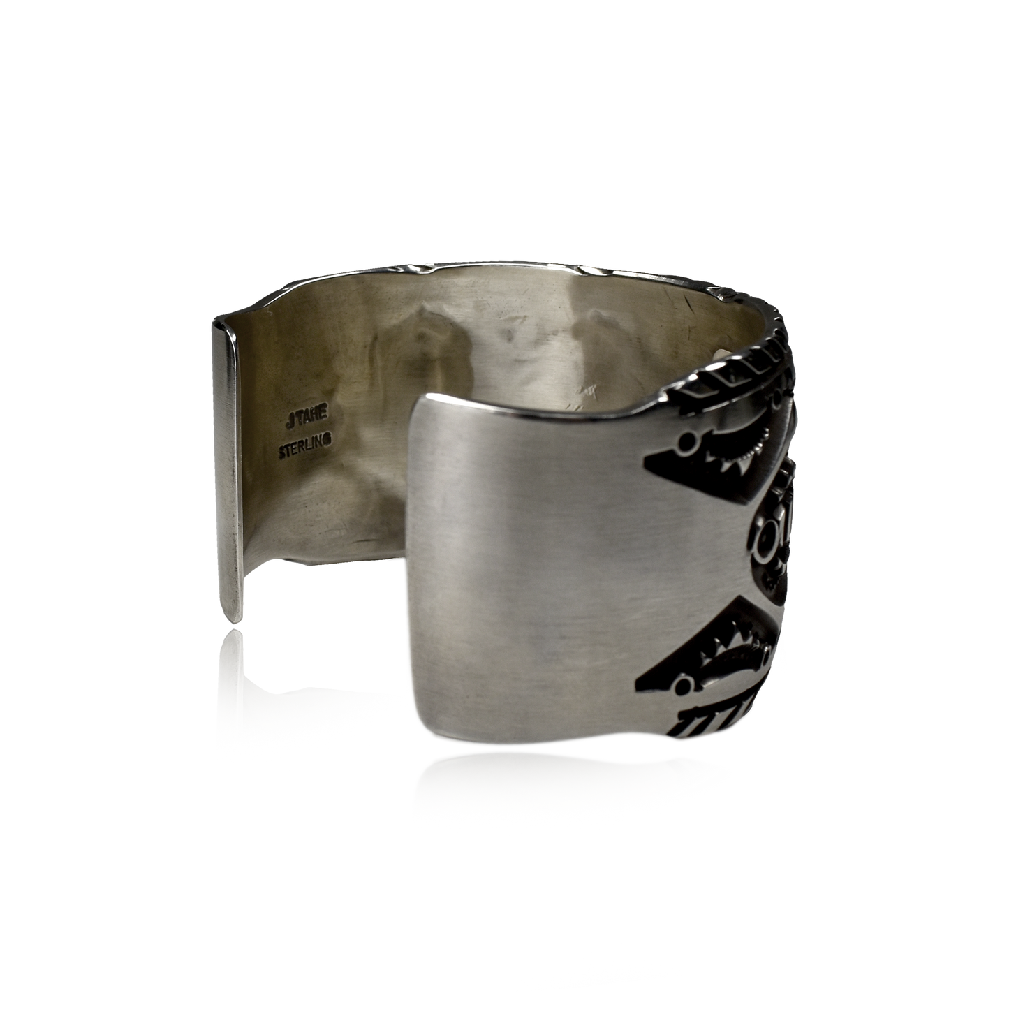 High Relief Overlay Silver Cuff by Jerrold Tahe