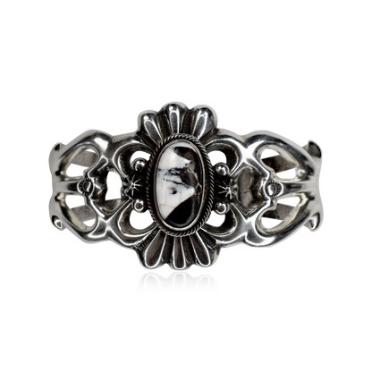Shadowline White Buffalo & Sterling Silver Cuff by Harrison Bitsui