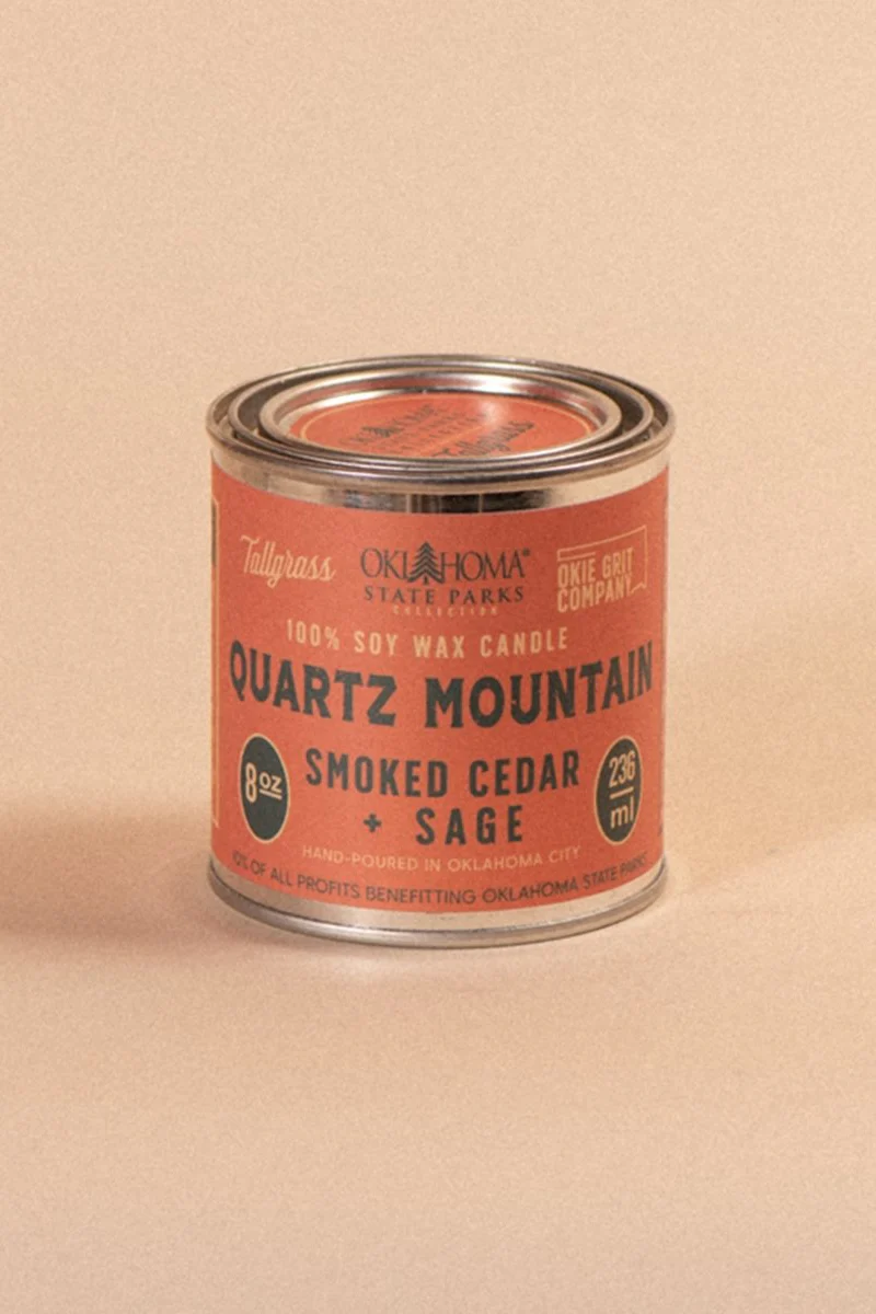 Oklahoma State Parks Collection: Quartz Mountain - Smoked Cedar + Sage Soy Wax Candle