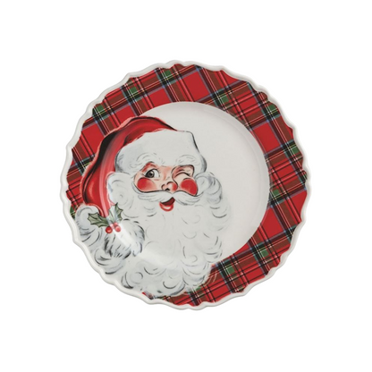 Stoneware Christmas Salad Plate with Tartan Rim
