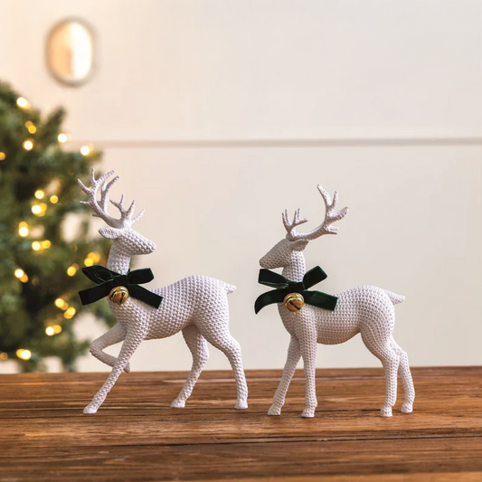 Rattan Resin Deer with Jingle Bell Bow