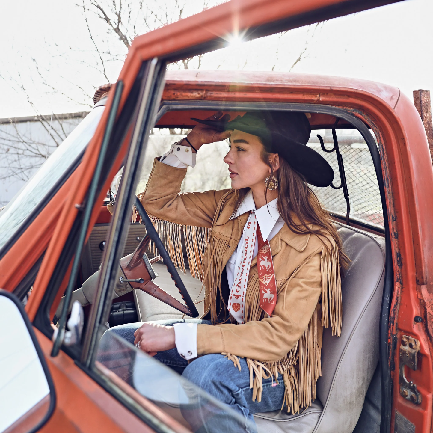 Fringe "Sweetheart of the Rodeo" Silk Twilly