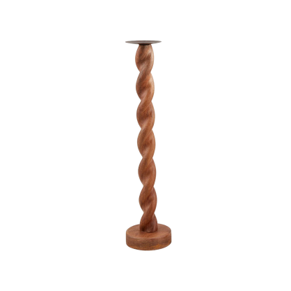 Twisted Mango Wood Candlestick