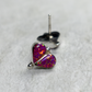 Hot Pink Opal Split Heart Stud Earrings