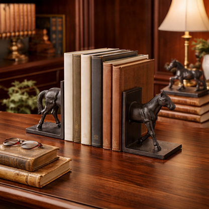 Cast Iron Horse Bookends - Set of 2