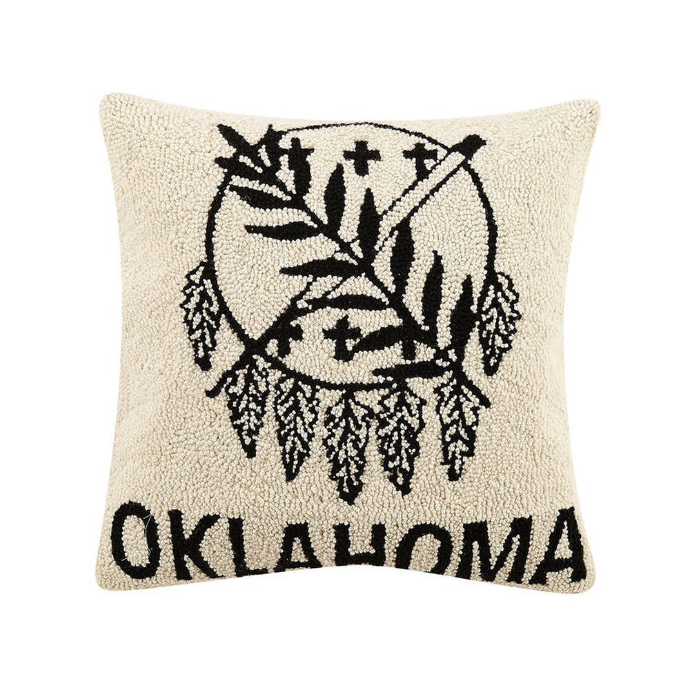 Monochrome Square Oklahoma Flag Hook Pillow