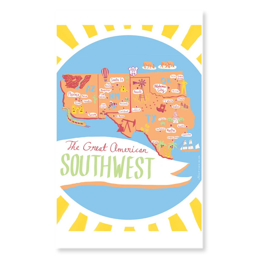 The Great Southwestern States by Riley Burrus Cotton Tea Towel