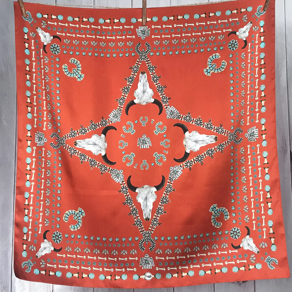Fringe "Squash Blossomed" Silk Wild Rag