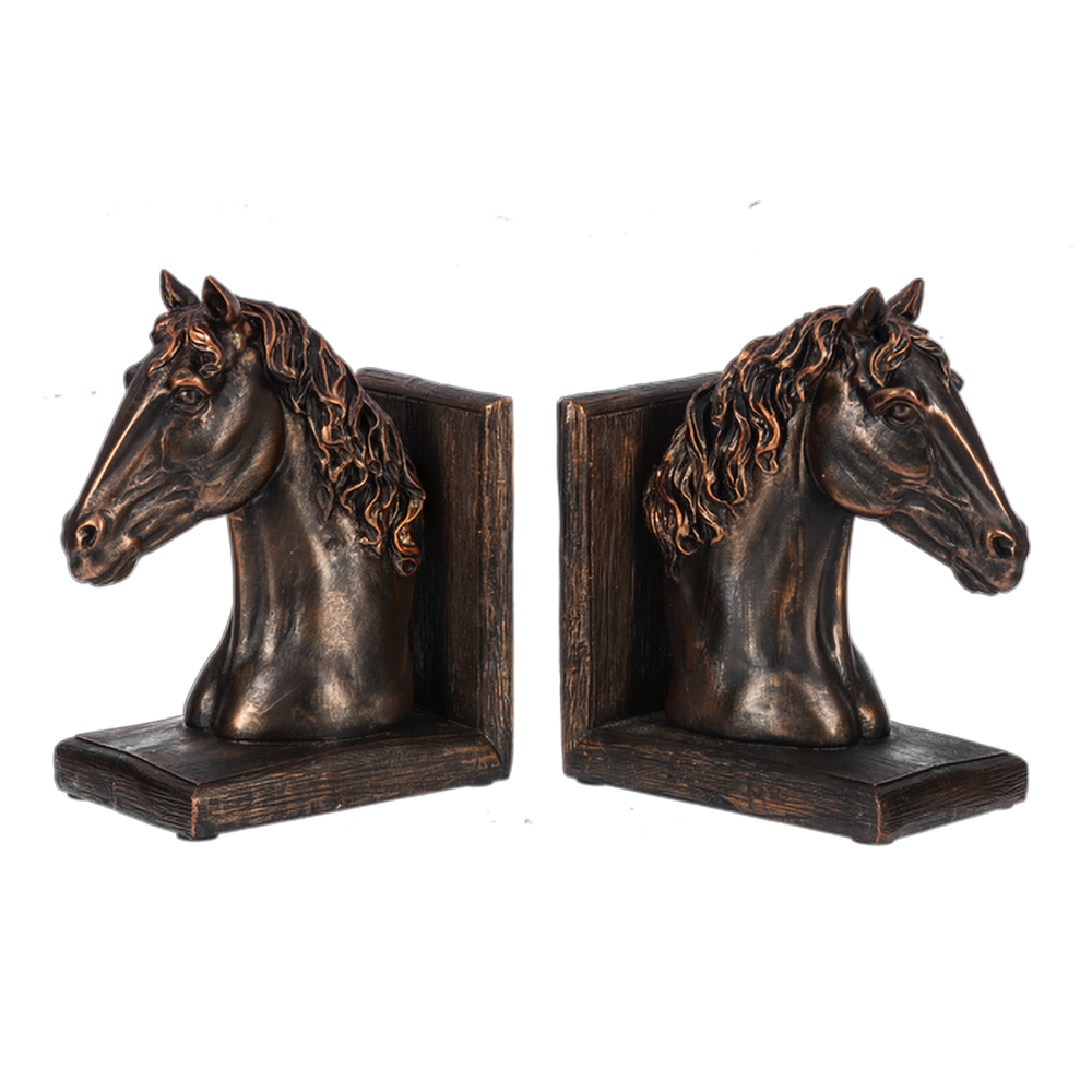 Antique Bronze Horse Bookend - Pair