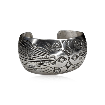 Harmony of Wings Stamped Feather Fan Cuff by Gilbert Begay