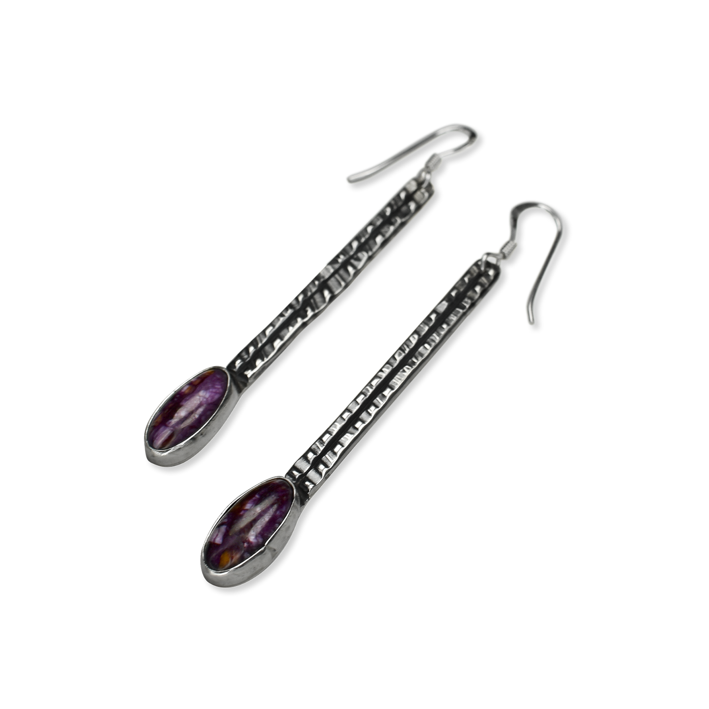 Purple Spiny Oyster Raindrop Earrings by Teller Indian Jewelry
