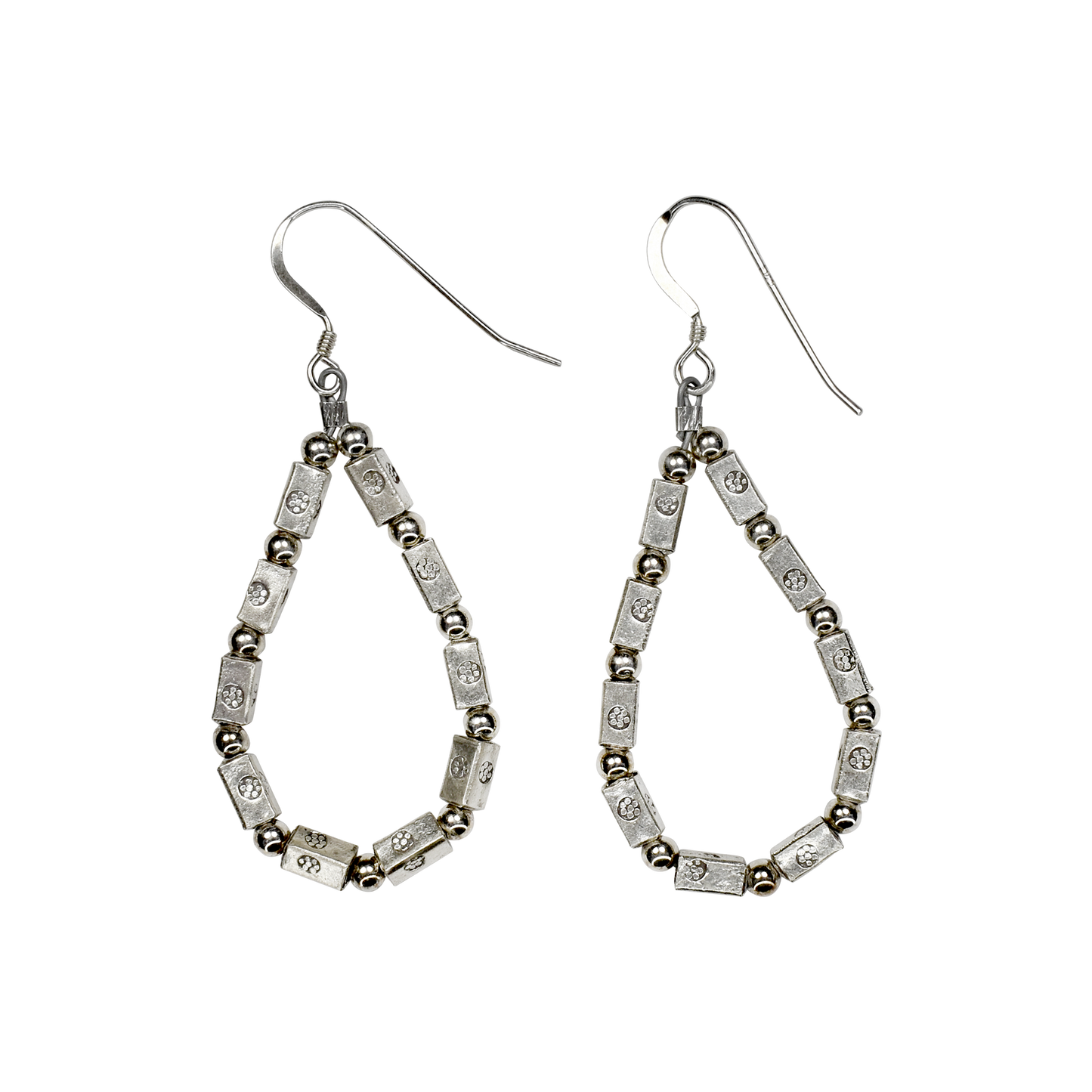 Fine Silver Loop Earrings with Karen Hill Tribe Bloom Bars