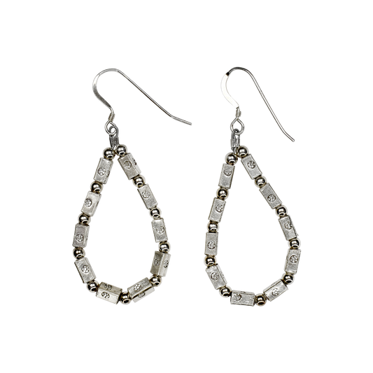 Fine Silver Loop Earrings with Karen Hill Tribe Bloom Bars