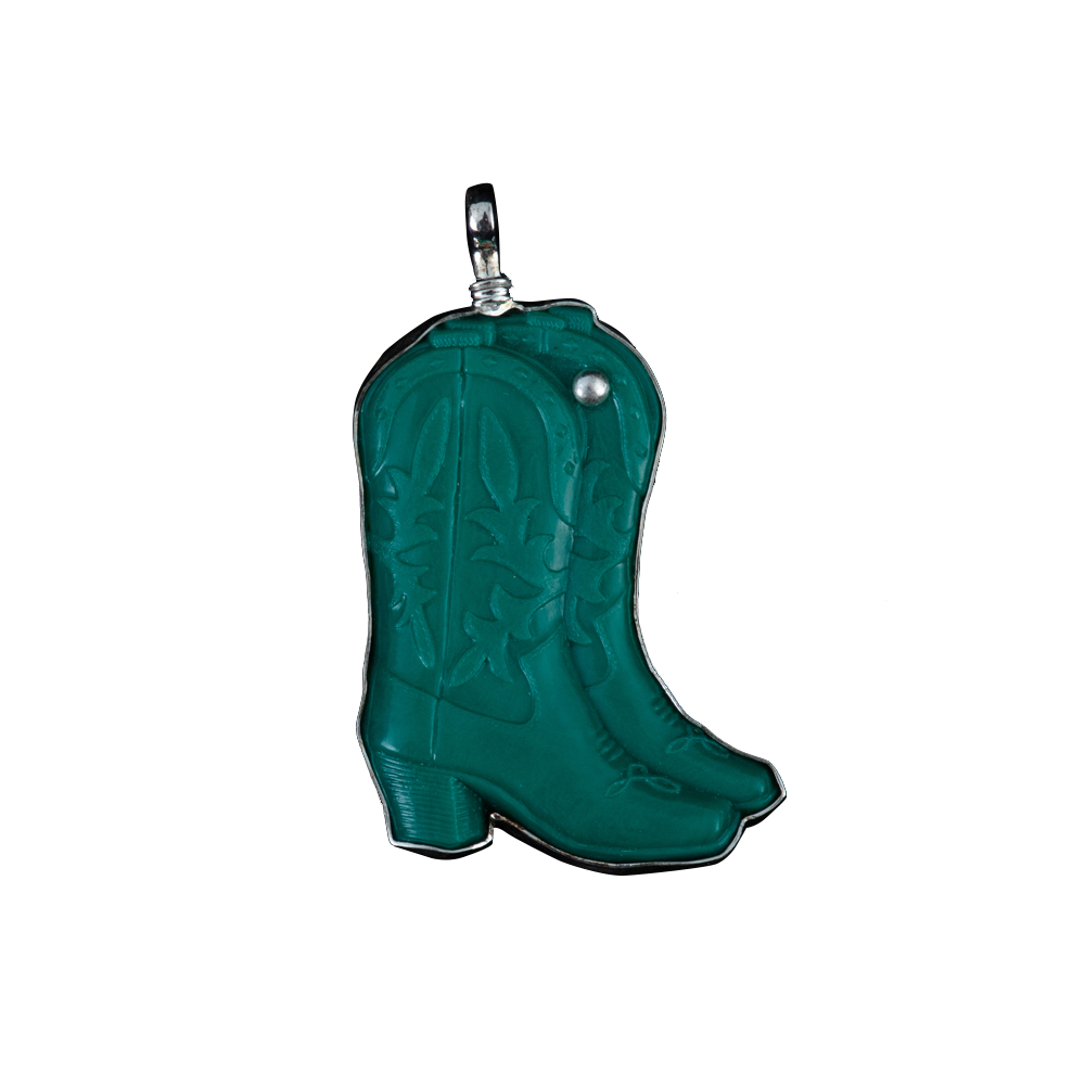 Coreen Cordova Green Cowboy Boots Plastic Pendant