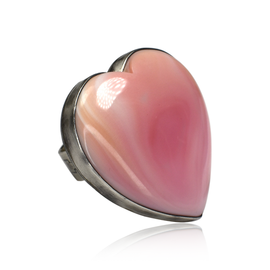 Large Pink Conch Shell Heart Ring by Rocki Gorman