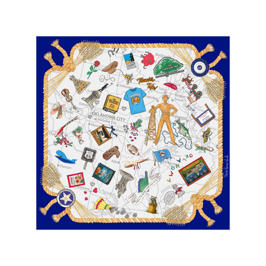 State of Oklahoma Silk Scarf by Ronda Roush