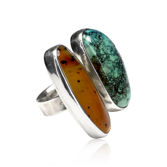 Bamboo Mountain Turquoise and Montana Agate Ring