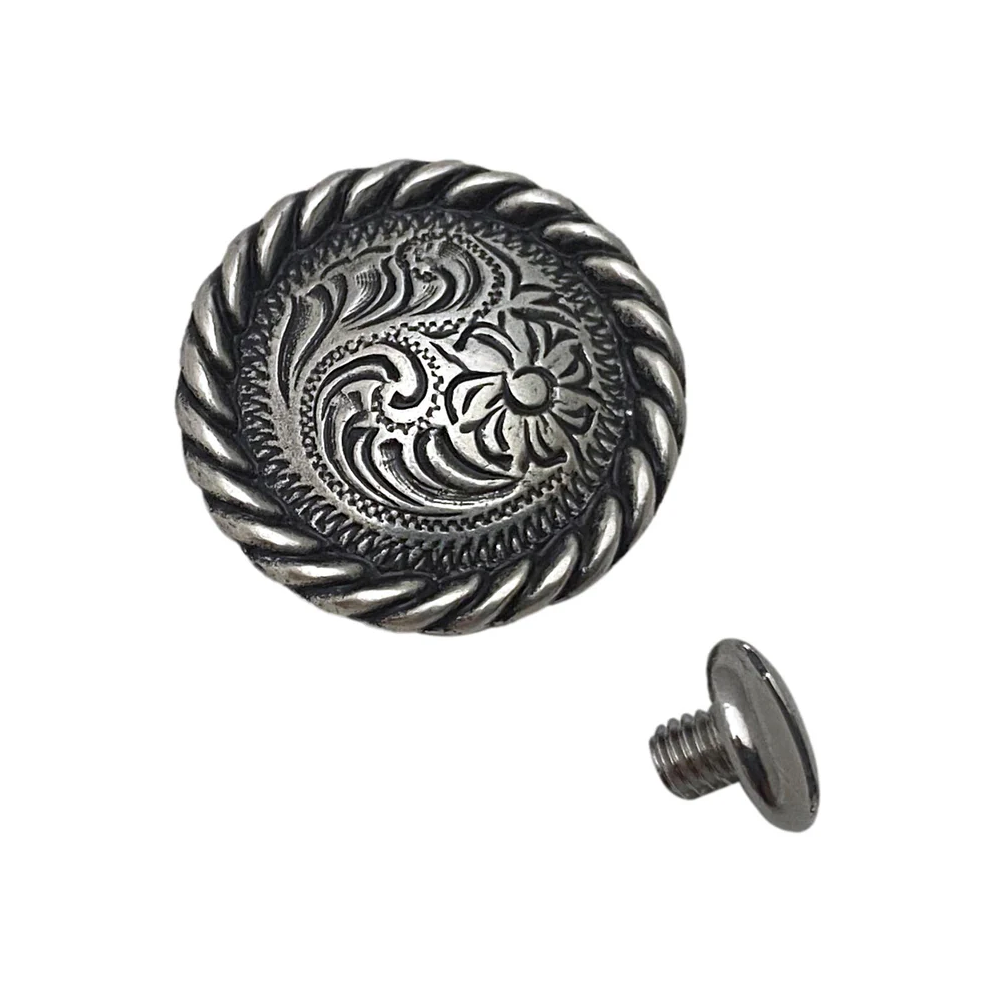 Flower Screw Back Concho with Braided Edge