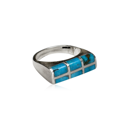 Gridline Vintage Channel Inlay Morenci Turquoise Ring